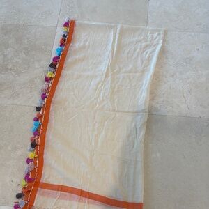 Colorful Tassel Shawl/Wrap with Orange Stripes